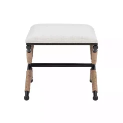 Kirklands Home Black Metal Legs Bench with Rope Detail White Outlet