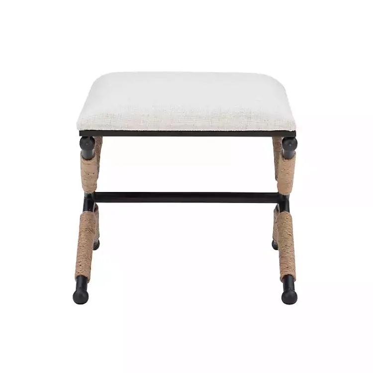 Kirklands Home Black Metal Legs Bench with Rope Detail White Outlet