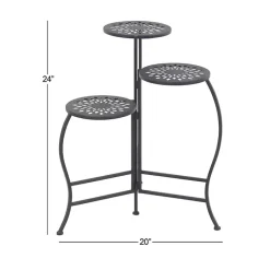 Kirklands Home Metal Medallion 3-Tier Folding Plant Stand Black Hot