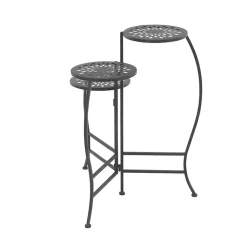 Kirklands Home Metal Medallion 3-Tier Folding Plant Stand Black Hot