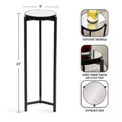 Kirklands Home Metal Mirrored Tabletop Aguilar Drink Table Black Discount