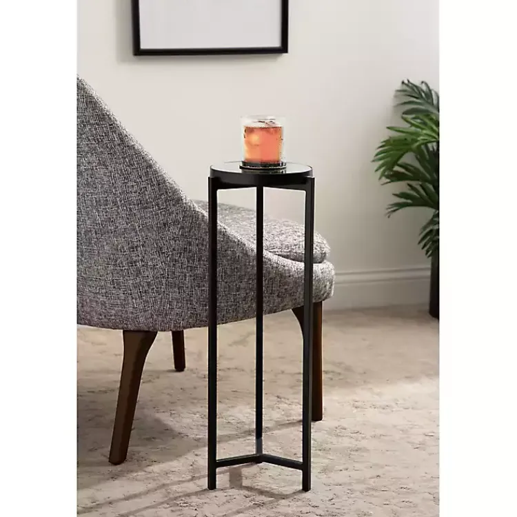 Kirklands Home Metal Mirrored Tabletop Aguilar Drink Table Black Discount