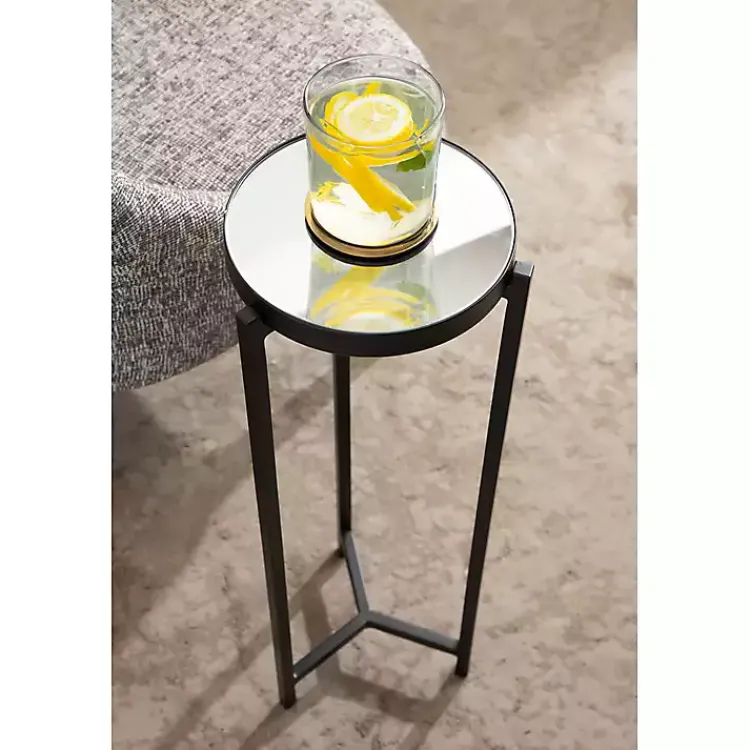 Kirklands Home Metal Mirrored Tabletop Aguilar Drink Table Black Discount