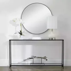Kirklands Home Black Metal Mirrored Top Console Table Best