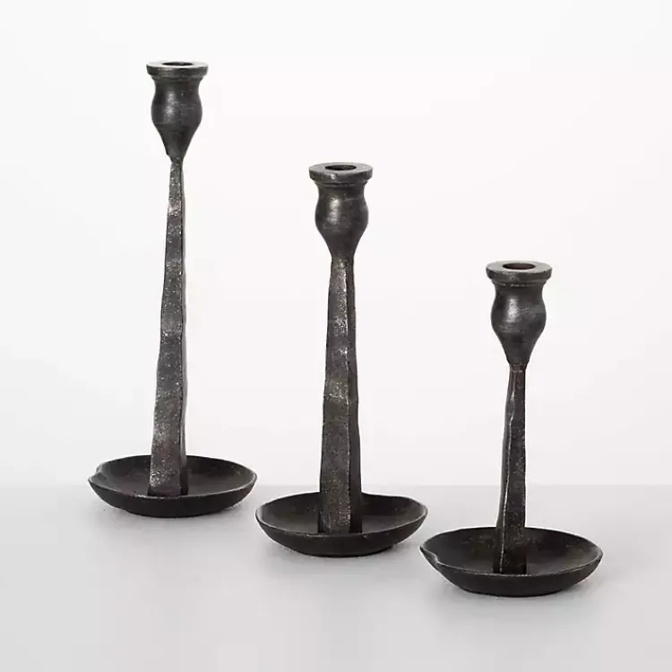 Candle Holders>Kirklands Home Metal Modern Taper Candle Holders, Set of 3 Black