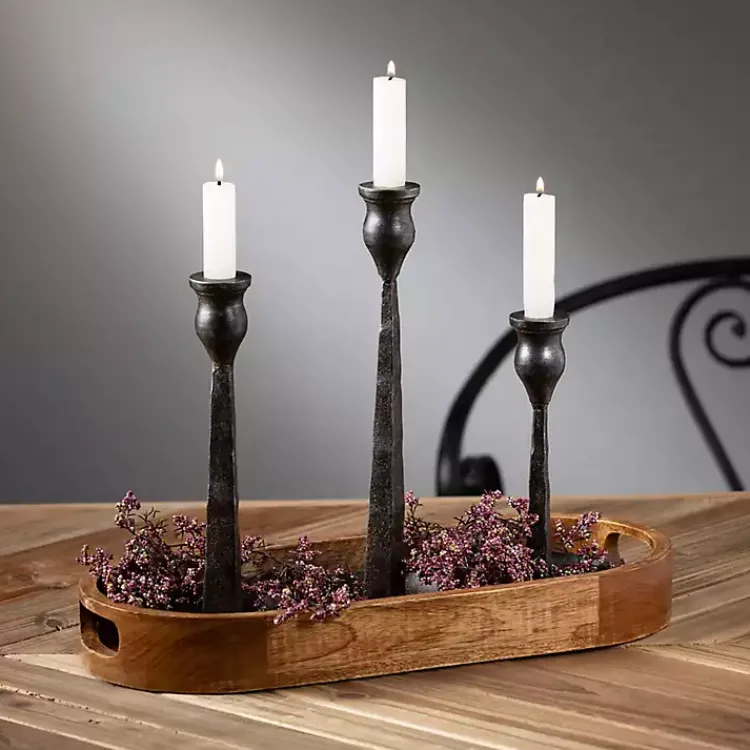 Candle Holders>Kirklands Home Metal Modern Taper Candle Holders, Set of 3 Black