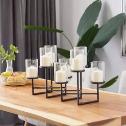 Candle Holders>Kirklands Home Metal Multi Level Candelabra Runner Black