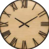 Kirklands Home Black Metal Natural Wood Wall Clock Clearance