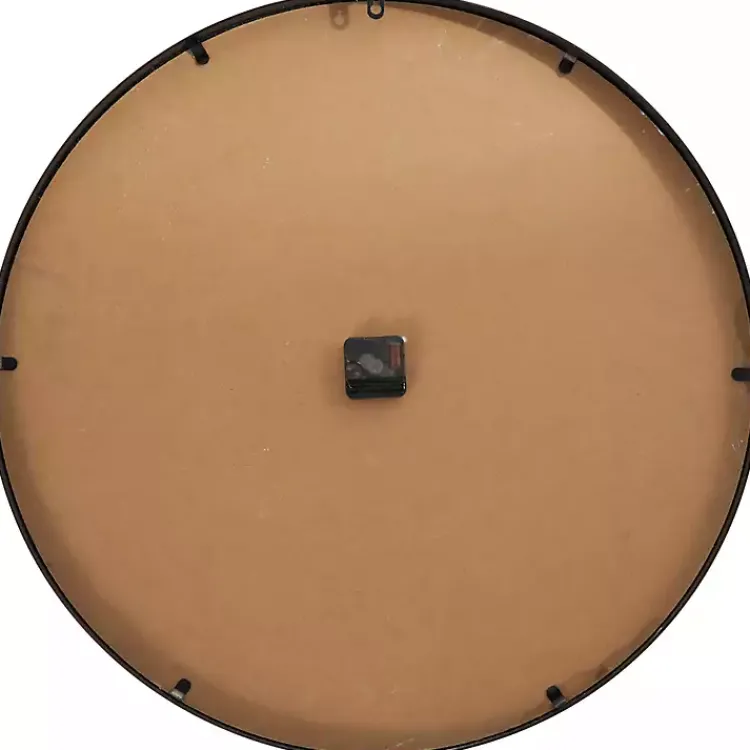 Kirklands Home Black Metal Natural Wood Wall Clock Clearance
