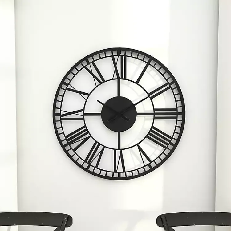Kirklands Home Black Metal Open Frame Wall Clock Hot