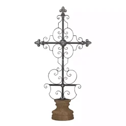 Statues & Figurines>Kirklands Home Metal Ornate Cross Tabletop Sculpture Black