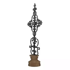 Statues & Figurines>Kirklands Home Metal Ornate Cross Tabletop Sculpture Black