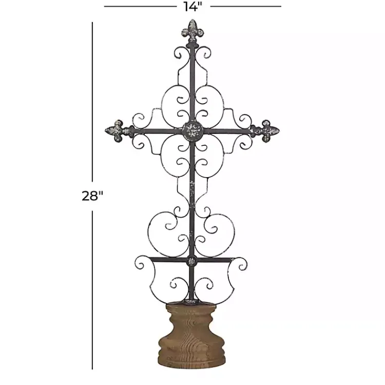 Statues & Figurines>Kirklands Home Metal Ornate Cross Tabletop Sculpture Black