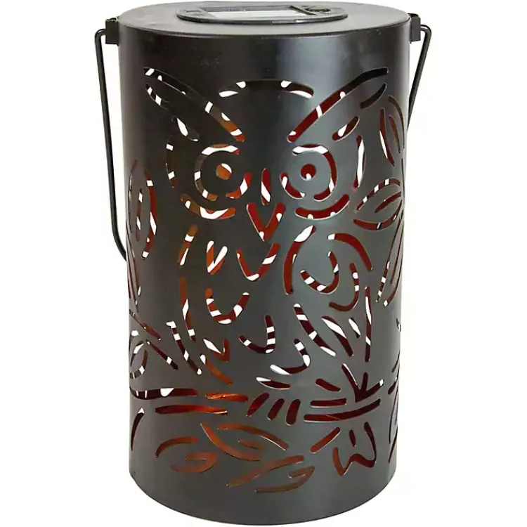 Kirklands Home Metal Owl Dusk-to-Dawn Outdoor Solar Lantern Black Discount