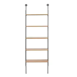 Kirklands Home Black Metal Pipe Frame Brown Wood Wall Shelf