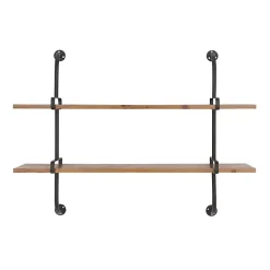 Kirklands Home Black Metal Pipe Two-Tier Wall Mounted Shelf Online