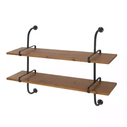 Kirklands Home Black Metal Pipe Two-Tier Wall Mounted Shelf Online