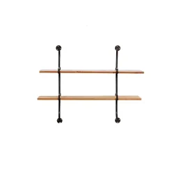 Kirklands Home Black Metal Pipe Two-Tier Wall Mounted Shelf Online