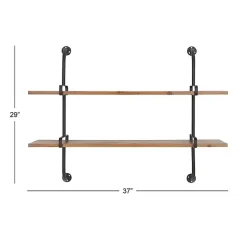 Kirklands Home Black Metal Pipe Two-Tier Wall Mounted Shelf Online