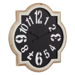 Kirklands Home Black Metal Quatrefoil Farmhouse Wall Clock Clearance