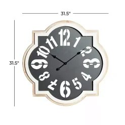 Kirklands Home Black Metal Quatrefoil Farmhouse Wall Clock Clearance