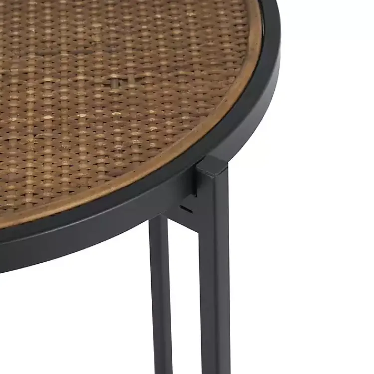 Kirklands Home Black Metal Rattan Accent Tables, Set of 2 Brown Sale