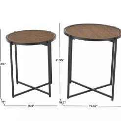 Kirklands Home Black Metal Rattan Accent Tables, Set of 2 Brown Sale