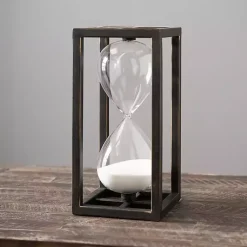 Decorative Accents>Kirklands Home Black Metal Rectangle Hourglass, 12 in.