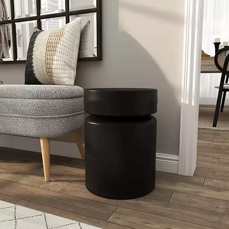 Kirklands Home Metal Round Drum Accent Table Black Best