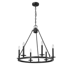 Kirklands Home Metal Round Florence Chandelier Black Best