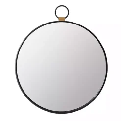Kirklands Home Black Metal Round Top Loop Wall Mirror Outlet