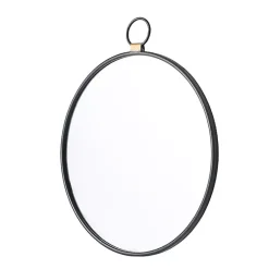 Kirklands Home Black Metal Round Top Loop Wall Mirror Outlet