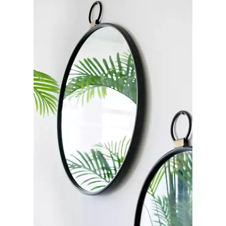 Kirklands Home Black Metal Round Top Loop Wall Mirror Outlet