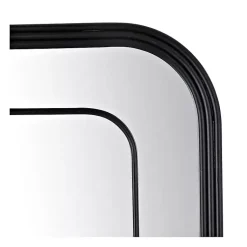 Kirklands Home Black Metal Rounded Corner Frame Wall Mirror New