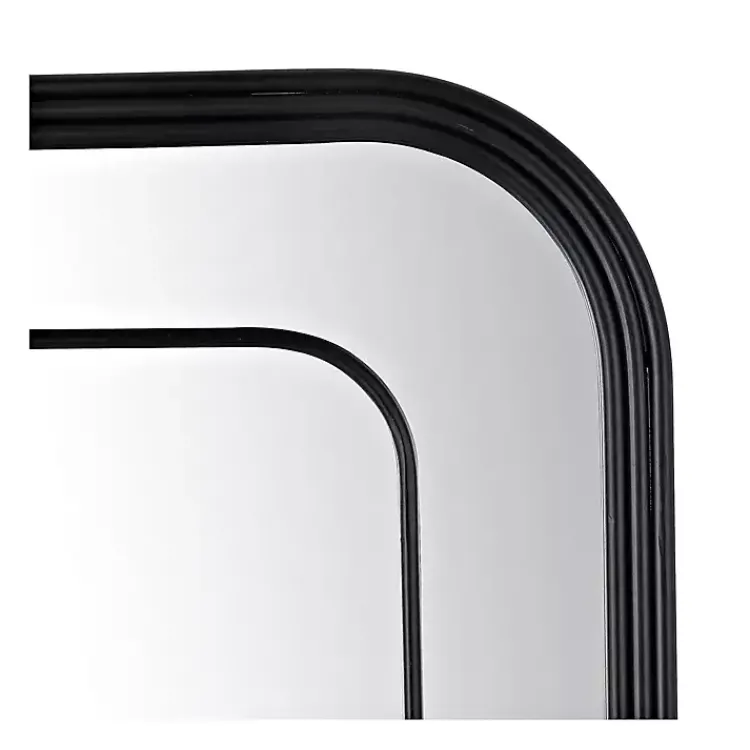 Kirklands Home Black Metal Rounded Corner Frame Wall Mirror New