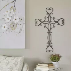 Kirklands Home Metal Scroll Cross Wall Plaque Black Outlet
