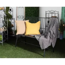 Kirklands Home Metal Slatted Back Outdoor Bench Black Sale