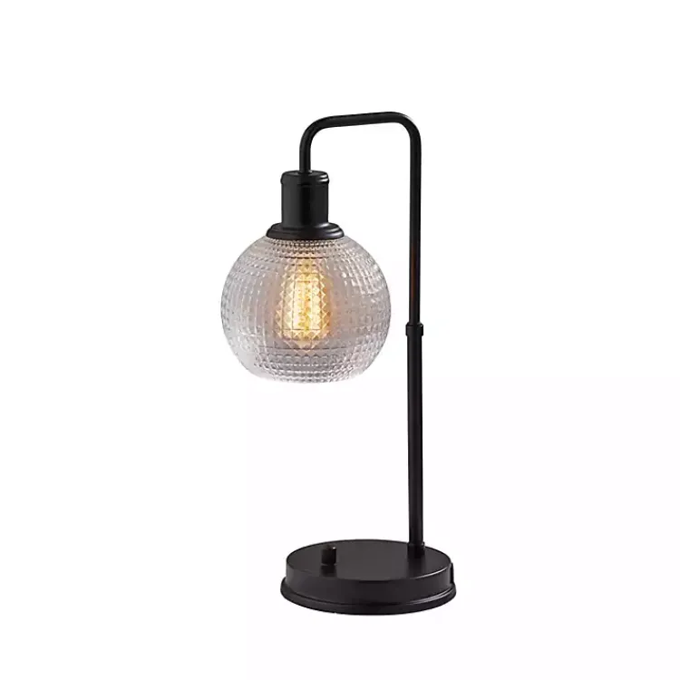Kirklands Home Black Metal Table Lamp with Textured Glass Shade Clear Online