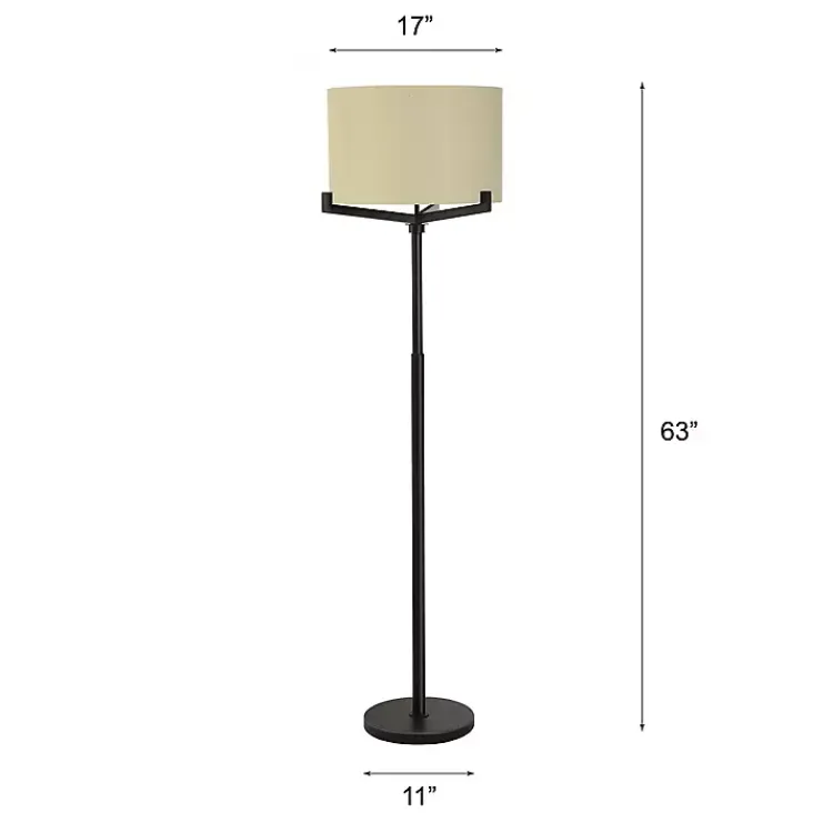 Kirklands Home Black Metal Tri-Arm Floor Lamp Tan Outlet