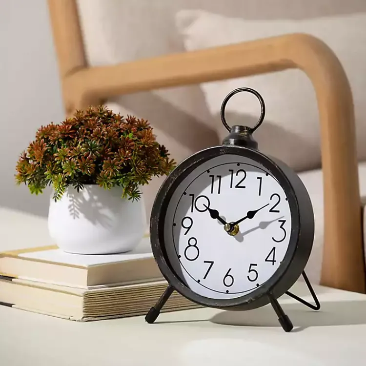 Decorative Accents>Kirklands Home Metal Vintage Tabletop Clock Black