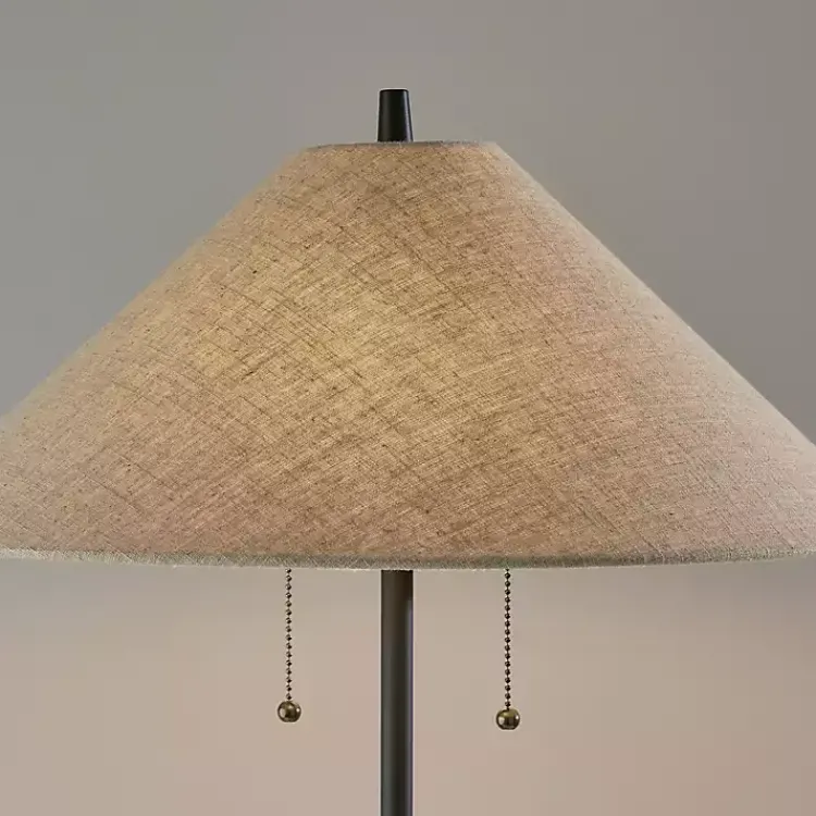 Kirklands Home Black Metal Walnut Flare Pulls Floor Lamp Tan Hot