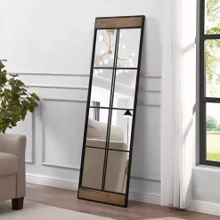 Kirklands Home Black Metal Window Grid Standing Mirror Clearance