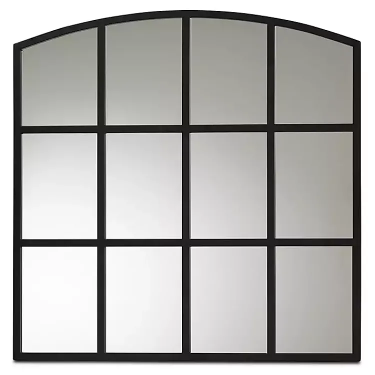 Kirklands Home Black Metal Windowpane Arched Wall Mirror Online