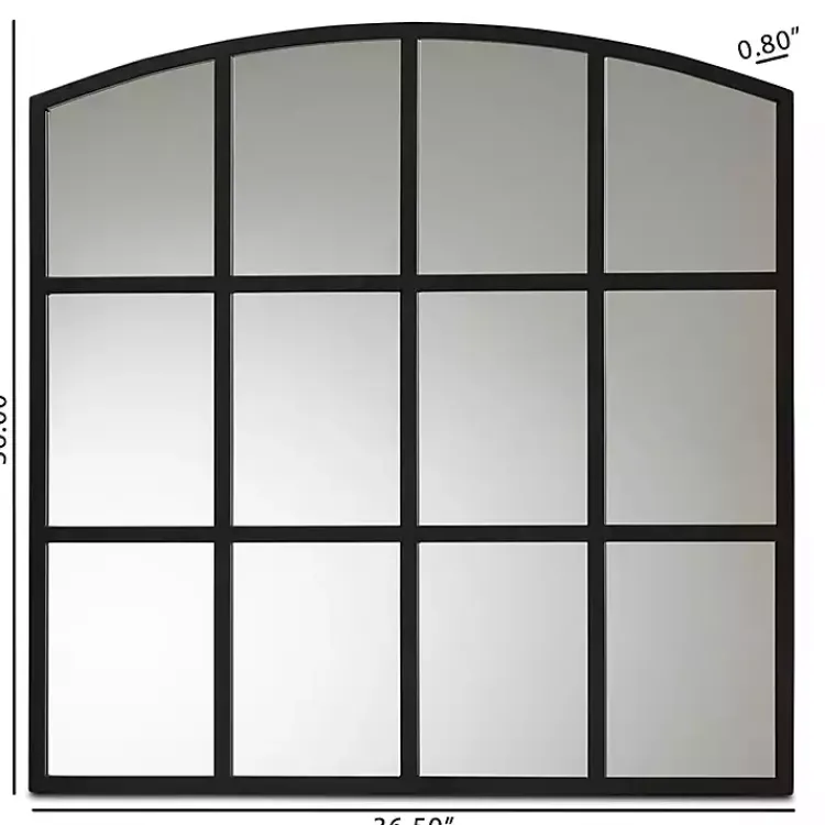 Kirklands Home Black Metal Windowpane Arched Wall Mirror Online