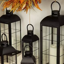 Lanterns>Kirklands Home Metal Windowpane Lantern, 21 in. Black