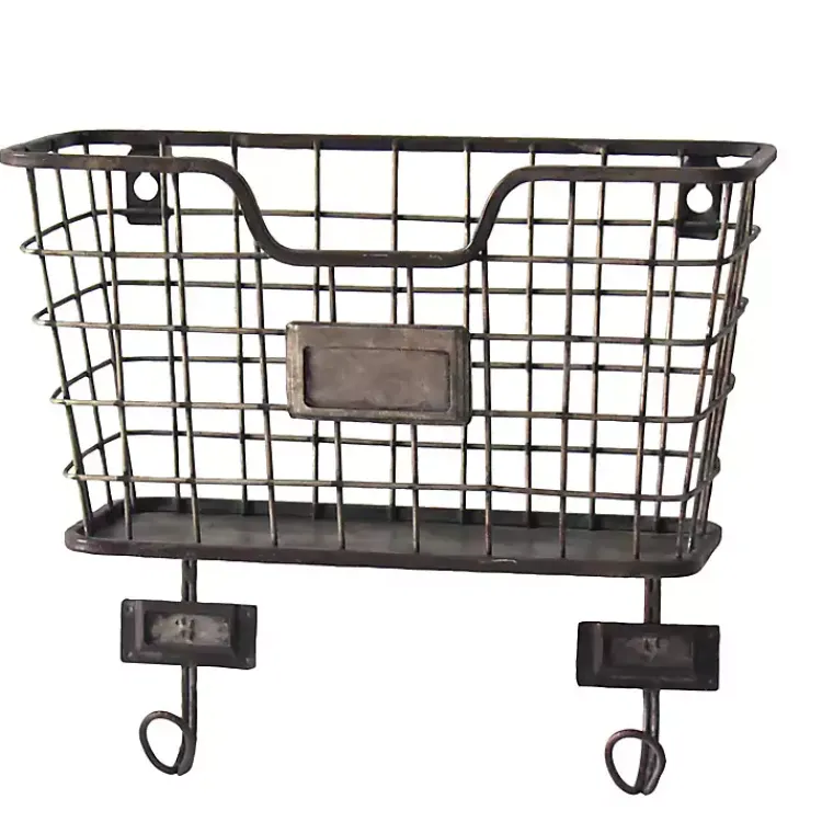 Kirklands Home Black Metal Wire Mail Wall Pocket Sale