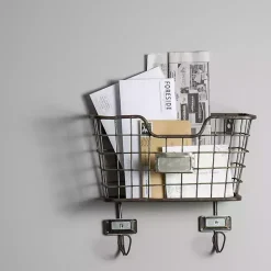 Kirklands Home Black Metal Wire Mail Wall Pocket Sale