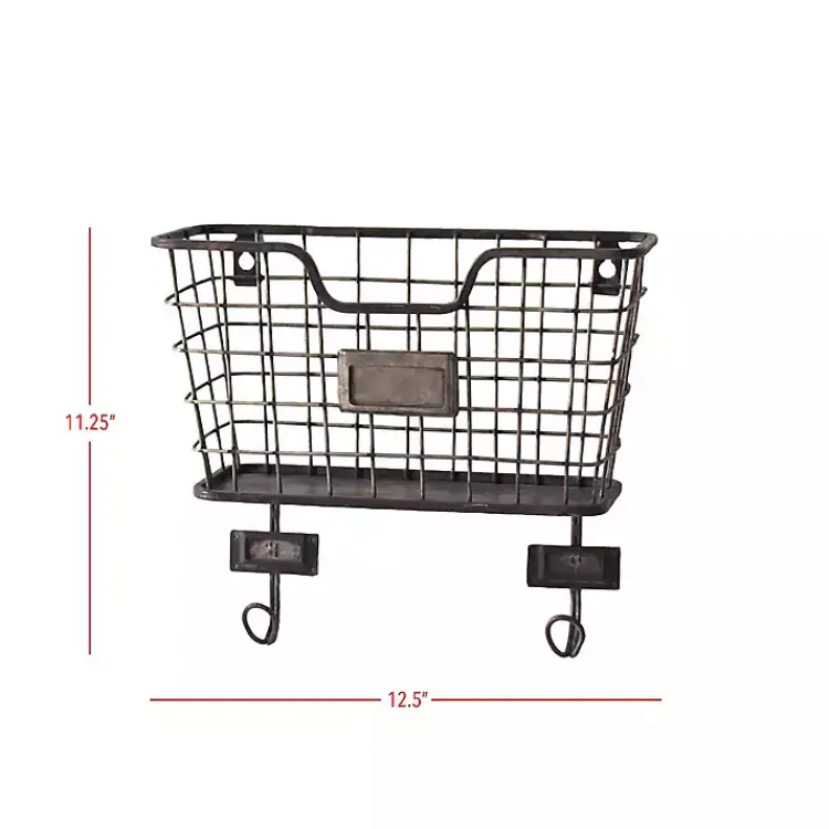 Kirklands Home Black Metal Wire Mail Wall Pocket Sale