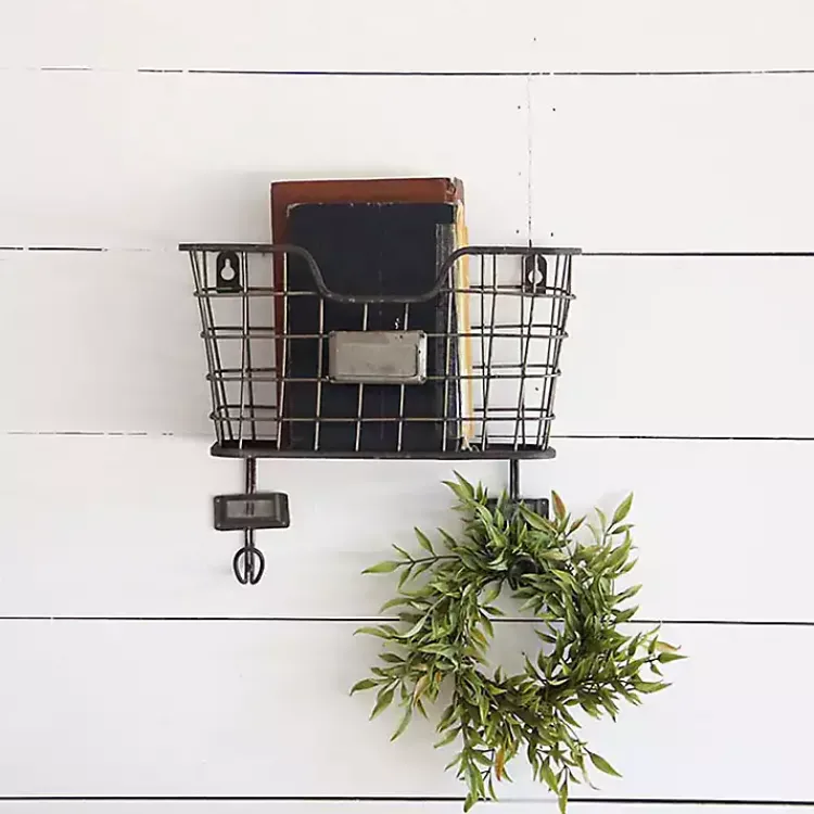 Kirklands Home Black Metal Wire Mail Wall Pocket Sale