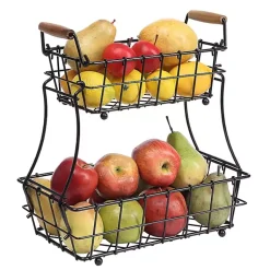 Kirklands Home Metal Wire Stackable Kitchen Baskets Black Outlet